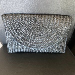 Navy Woven Clutch Bag